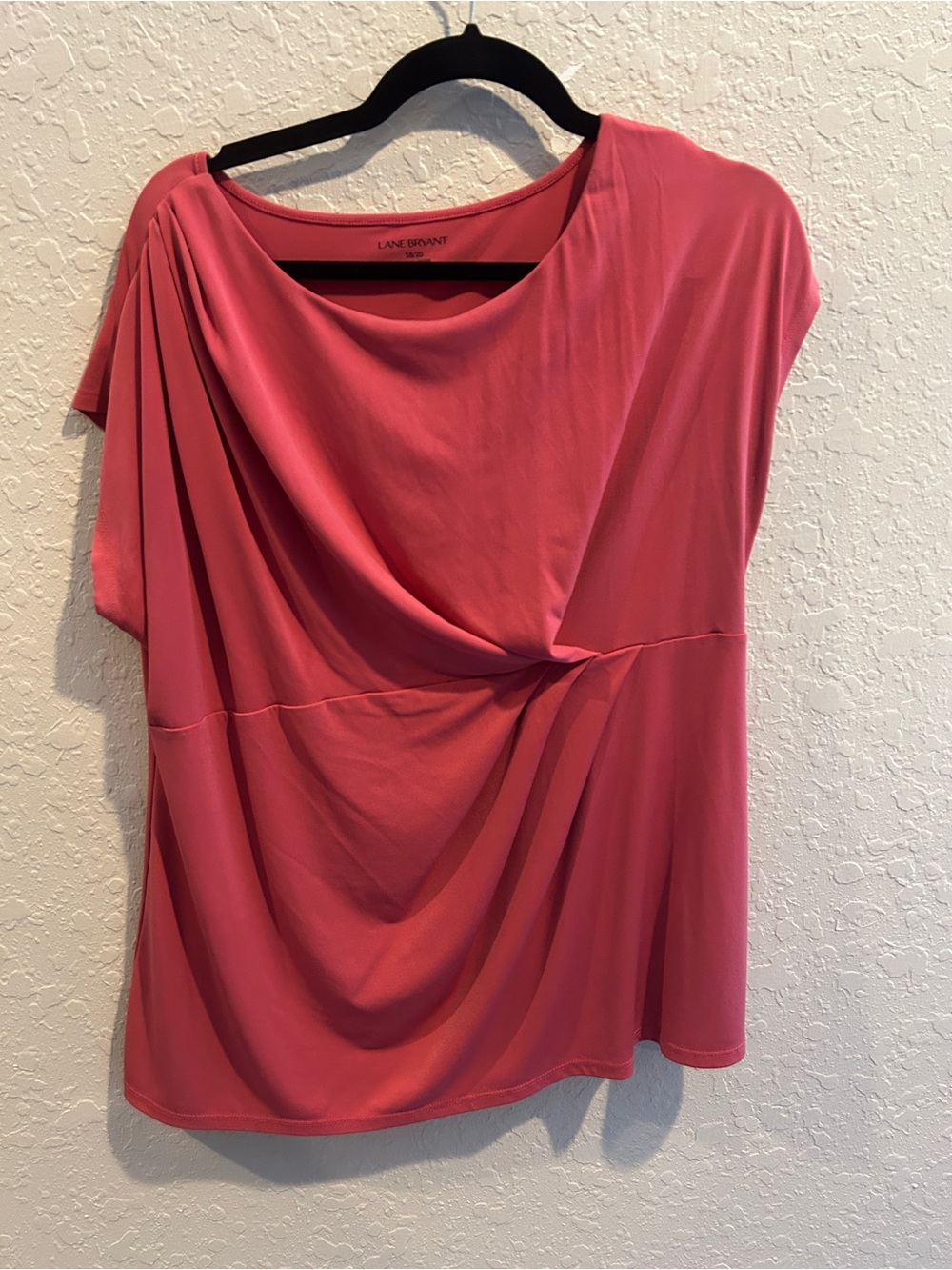 Lane Bryant Coral Pink Draped Knot-Front Tunic
